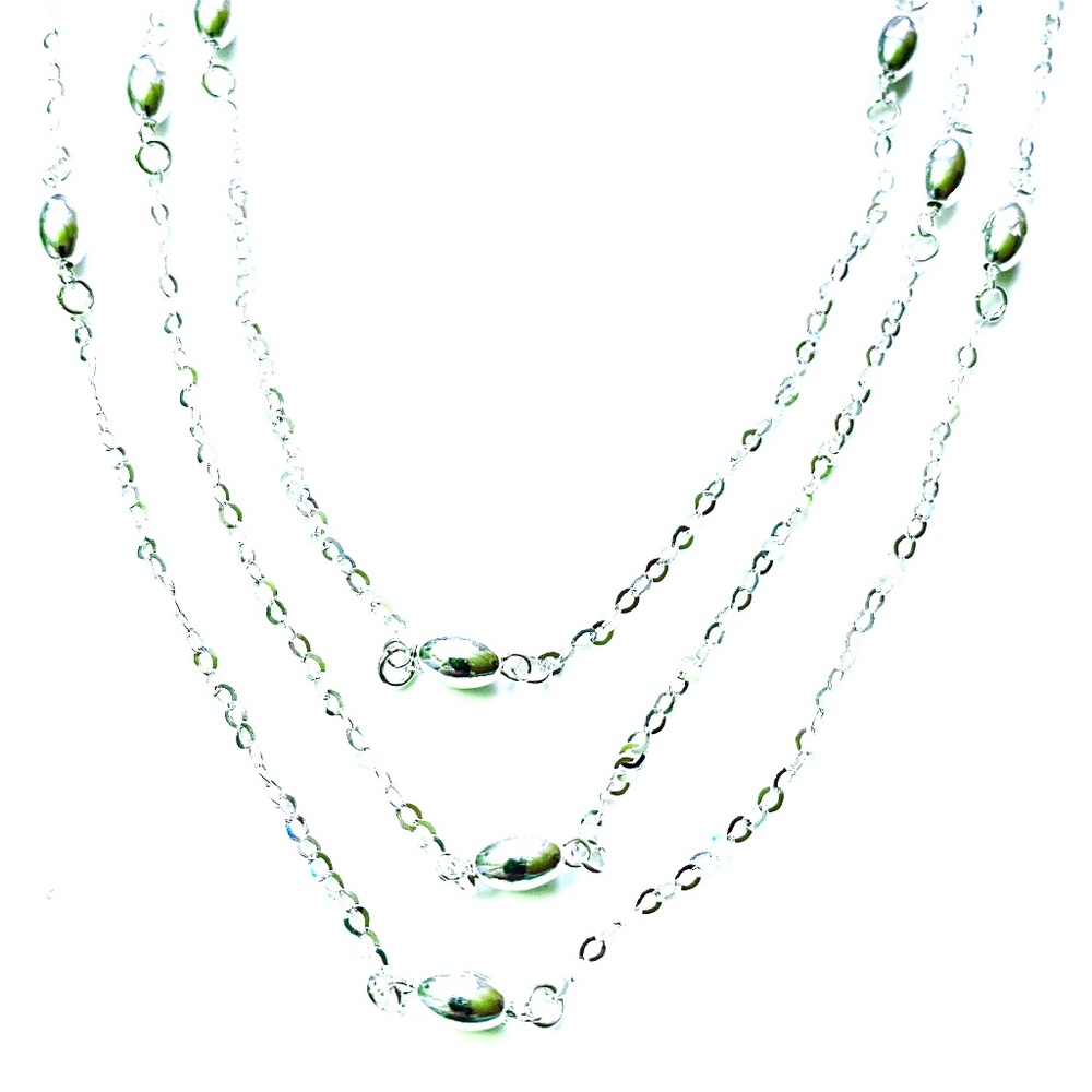 Milor Sterling Silver Beaded Chain Necklace